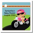 Motorcycle Hispanic Baby Girl - Personalized Baby Shower Card Stock Favor Tags thumbnail
