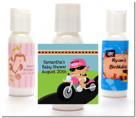 Motorcycle Hispanic Baby Girl - Personalized Baby Shower Lotion Favors