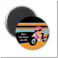 Motorcycle Hispanic Baby Girl - Personalized Baby Shower Magnet Favors