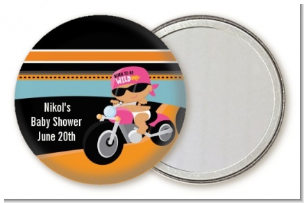Motorcycle Hispanic Baby Girl - Personalized Baby Shower Pocket Mirror Favors