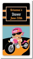 Motorcycle Hispanic Baby Girl - Custom Rectangle Baby Shower Sticker/Labels