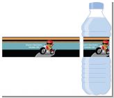 Motorcycle African American Baby Boy - Personalized Baby Shower Water Bottle Labels