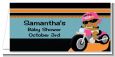 Motorcycle African American Baby Girl - Personalized Baby Shower Place Cards thumbnail