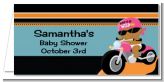 Motorcycle African American Baby Girl - Personalized Baby Shower Place Cards