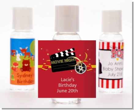 Movie Night - Personalized Birthday Party Hand Sanitizers Favors