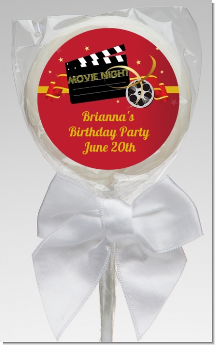 Movie Night - Personalized Birthday Party Lollipop Favors