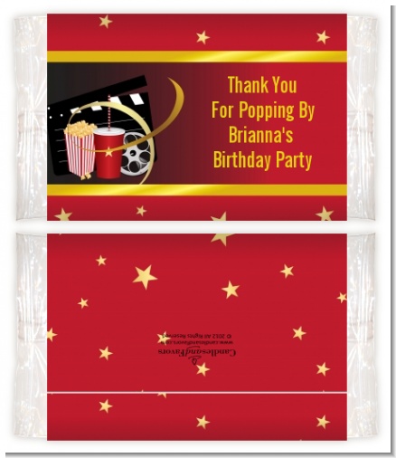 Movie Night - Personalized Popcorn Wrapper Birthday Party Favors