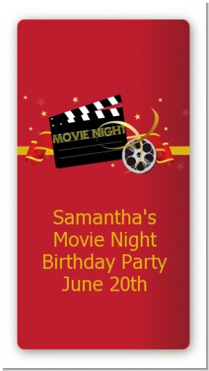 Movie Night - Custom Rectangle Birthday Party Sticker/Labels