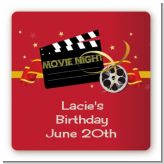 Movie Night - Square Personalized Birthday Party Sticker Labels