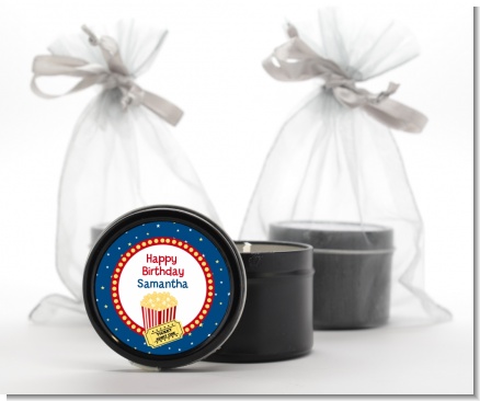 Movie Theater - Birthday Party Black Candle Tin Favors