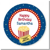 Movie Theater - Round Personalized Birthday Party Sticker Labels