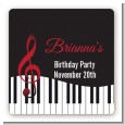 Musical Notes Black and White - Square Personalized Birthday Party Sticker Labels thumbnail