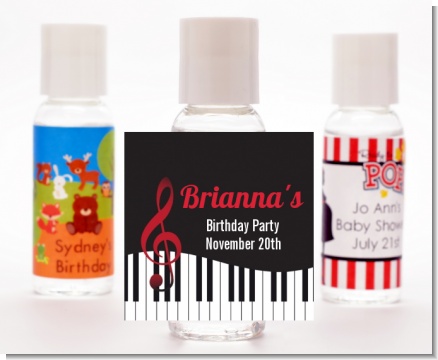 Musical Notes Black and White - Personalized Birthday Party Hand Sanitizers Favors