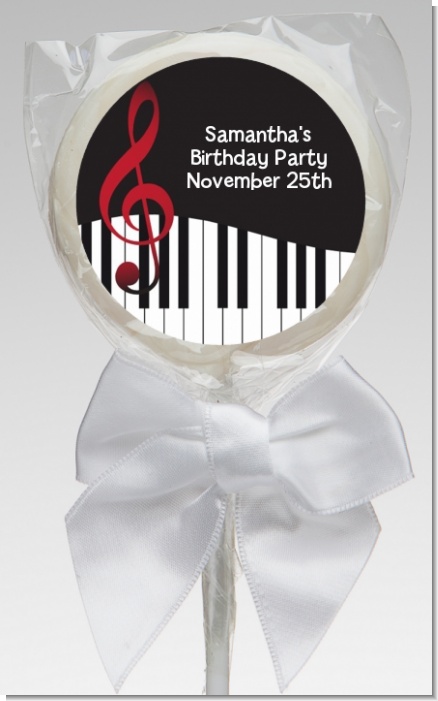 Musical Notes Black and White - Personalized Birthday Party Lollipop Favors
