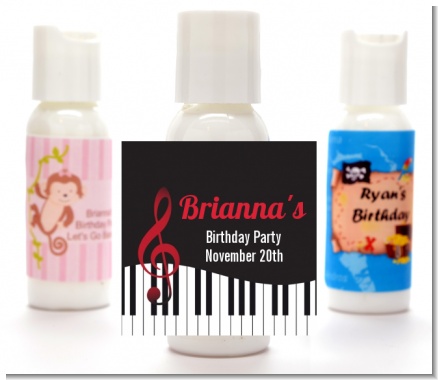 Musical Notes Black and White - Personalized Birthday Party Lotion Favors