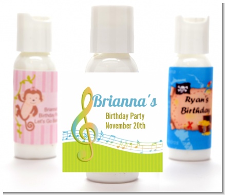 Musical Notes Colorful - Personalized Birthday Party Lotion Favors