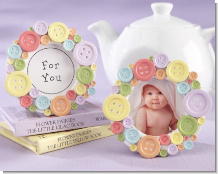 Cute as a Button Round Photo Frame