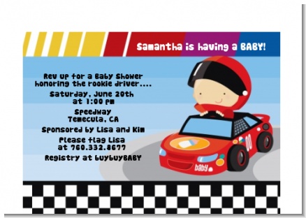 Nascar Inspired Racing - Baby Shower Petite Invitations