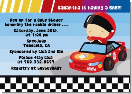 Nascar Inspired Racing - Baby Shower Invitations