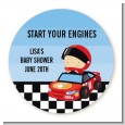 Nascar Inspired Racing - Round Personalized Baby Shower Sticker Labels thumbnail