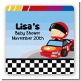 Nascar Inspired Racing - Square Personalized Baby Shower Sticker Labels thumbnail