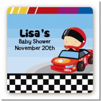 Nascar Inspired Racing - Square Personalized Baby Shower Sticker Labels