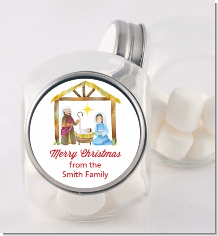 Nativity Watercolor - Personalized Christmas Candy Jar