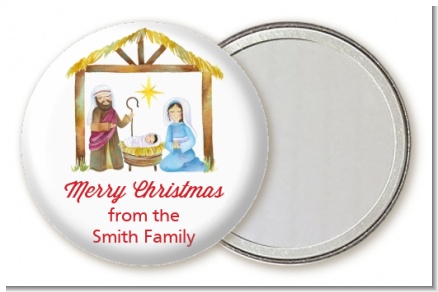 Nativity Watercolor - Personalized Christmas Pocket Mirror Favors