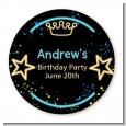 Neon Blue Glow In The Dark - Round Personalized Birthday Party Sticker Labels thumbnail