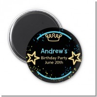 Neon Blue Glow In The Dark - Personalized Birthday Party Magnet Favors