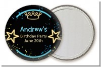 Neon Blue Glow In The Dark - Personalized Birthday Party Pocket Mirror Favors