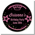 Neon Pink Glow In The Dark - Round Personalized Birthday Party Sticker Labels thumbnail
