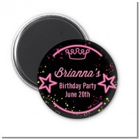 Neon Pink Glow In The Dark - Personalized Birthday Party Magnet Favors