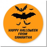 Neon Orange Halloween Theme - Round Personalized Halloween Sticker Labels