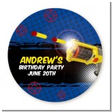 Nerf Gun - Round Personalized Birthday Party Sticker Labels