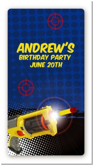 Nerf Gun - Custom Rectangle Birthday Party Sticker/Labels