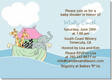 Noah's Ark Twins - Baby Shower Invitations