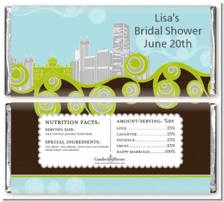 New Jersey Skyline - Personalized Bridal Shower Candy Bar Wrappers