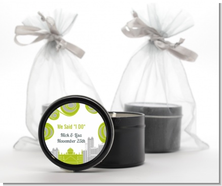 New Jersey Skyline - Bridal Shower Black Candle Tin Favors