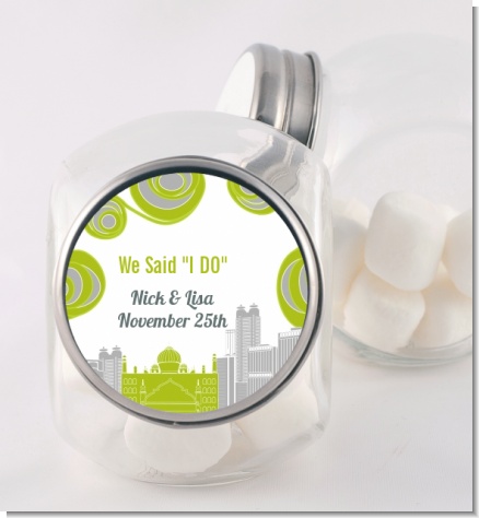 New Jersey Skyline - Personalized Bridal Shower Candy Jar
