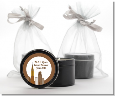 New York City Skyline - Bridal Shower Black Candle Tin Favors