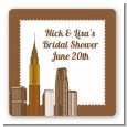 New York City Skyline - Square Personalized Bridal Shower Sticker Labels thumbnail