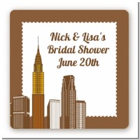 New York City Skyline - Square Personalized Bridal Shower Sticker Labels