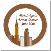 New York City Skyline - Round Personalized Bridal Shower Sticker Labels