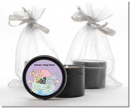 Noah's Ark Twins - Baby Shower Black Candle Tin Favors