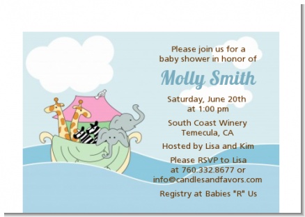 Noah's Ark Twins - Baby Shower Petite Invitations