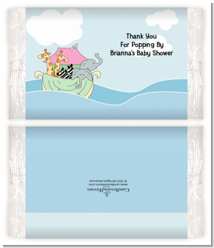 Noah's Ark Twins - Personalized Popcorn Wrapper Baby Shower Favors