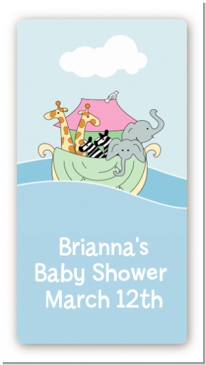 Noah's Ark Twins - Custom Rectangle Baby Shower Sticker/Labels