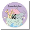 Noah's Ark Twins - Round Personalized Baby Shower Sticker Labels thumbnail