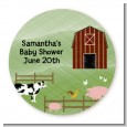 Nursery Rhyme - Old McDonald - Round Personalized Baby Shower Sticker Labels thumbnail